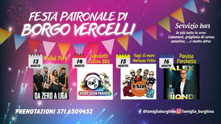 Grafica con titolo e illustrazione con bandierine, 4 foto di gruppi musicali che si esibiscono 