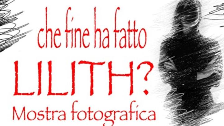 Titolo e logo della mostra "Che fine ha fatto Lilith?" con una figura di donna stilizzata in nero