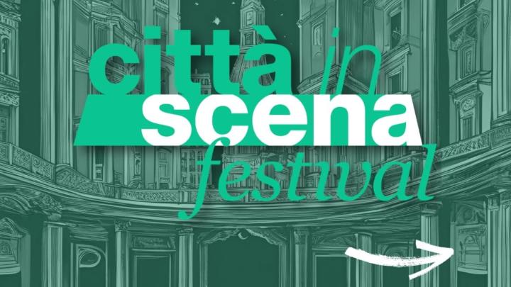 Titolo e sfondo con illustrazione architettonica ispirata alla città di Novara, di colore verde