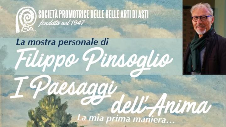 Titolo, ritratto fotografico dell'artista e particolare di un suo dipinto di paesaggio