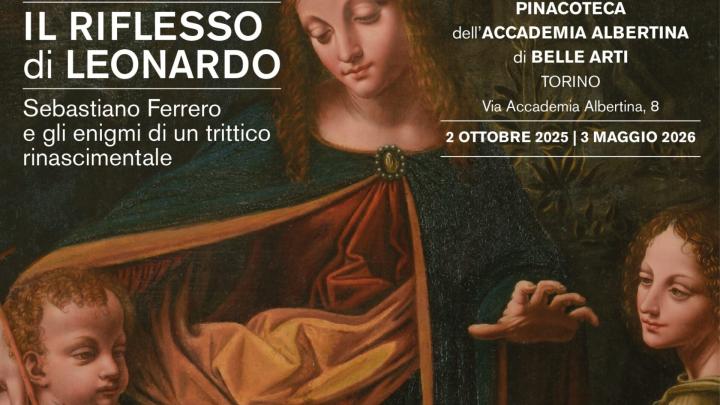 Particolare della tavola centrale del trittico con copia di Bernardino De Conti della "Vergine delle Rocce" di Leonardo da Vinci 