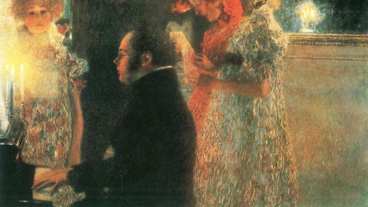 Il compositore Schubert al pianoforte (particolare da un dipinto di Klimt)