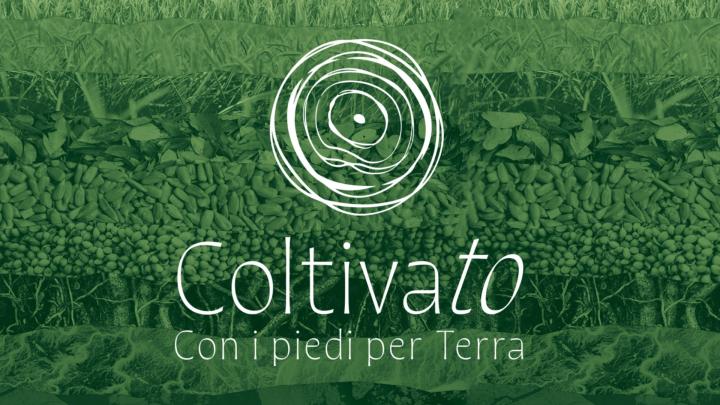 Titolo e logo su fondo verde con elementi vegetali