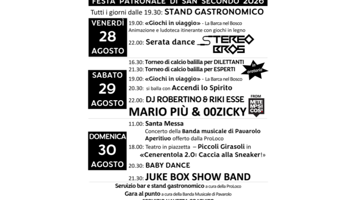 Manifesto Festa Patronale Di San Secondo 2026