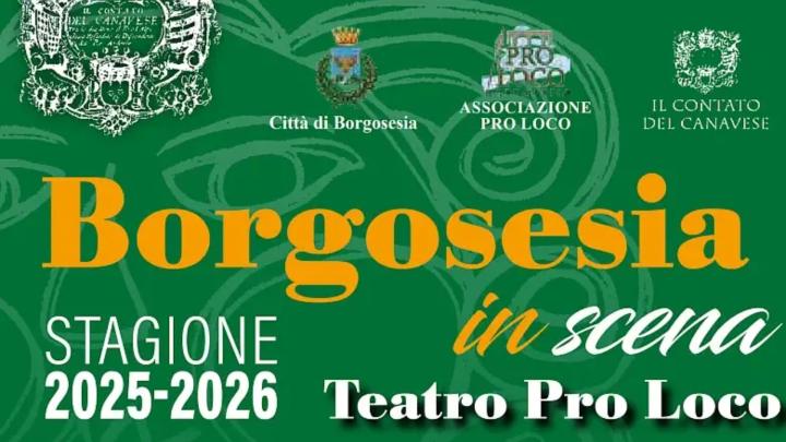 Banner della stagione teatrale con scritte e loghi